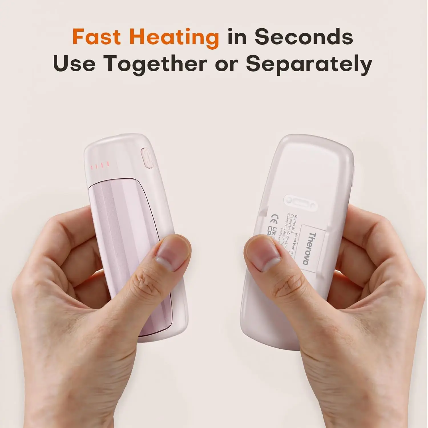 Aquecedores de mãos recarregáveis, pacote com 2, 5 níveis de calor, até 131 ° F, aquecimento rápido, reutilizável para uso externo