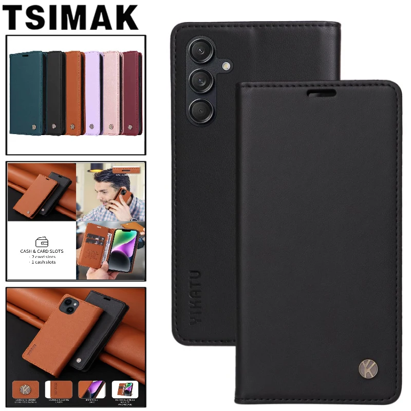 Business Leather Case For Samsung Galaxy M15 M35 M55 M23 M33 M53 M52 M62 5G Phone Cover Flip Wallet Strong Magnet Protect Coque