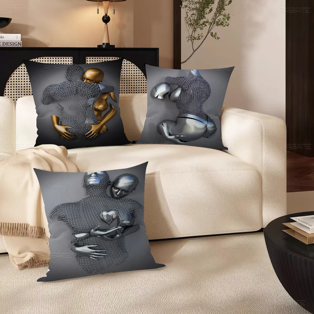 Metal Figure Statue Cushion Cover Pillow Cover Decor Pillowcase Printed Cushion Case For Couch