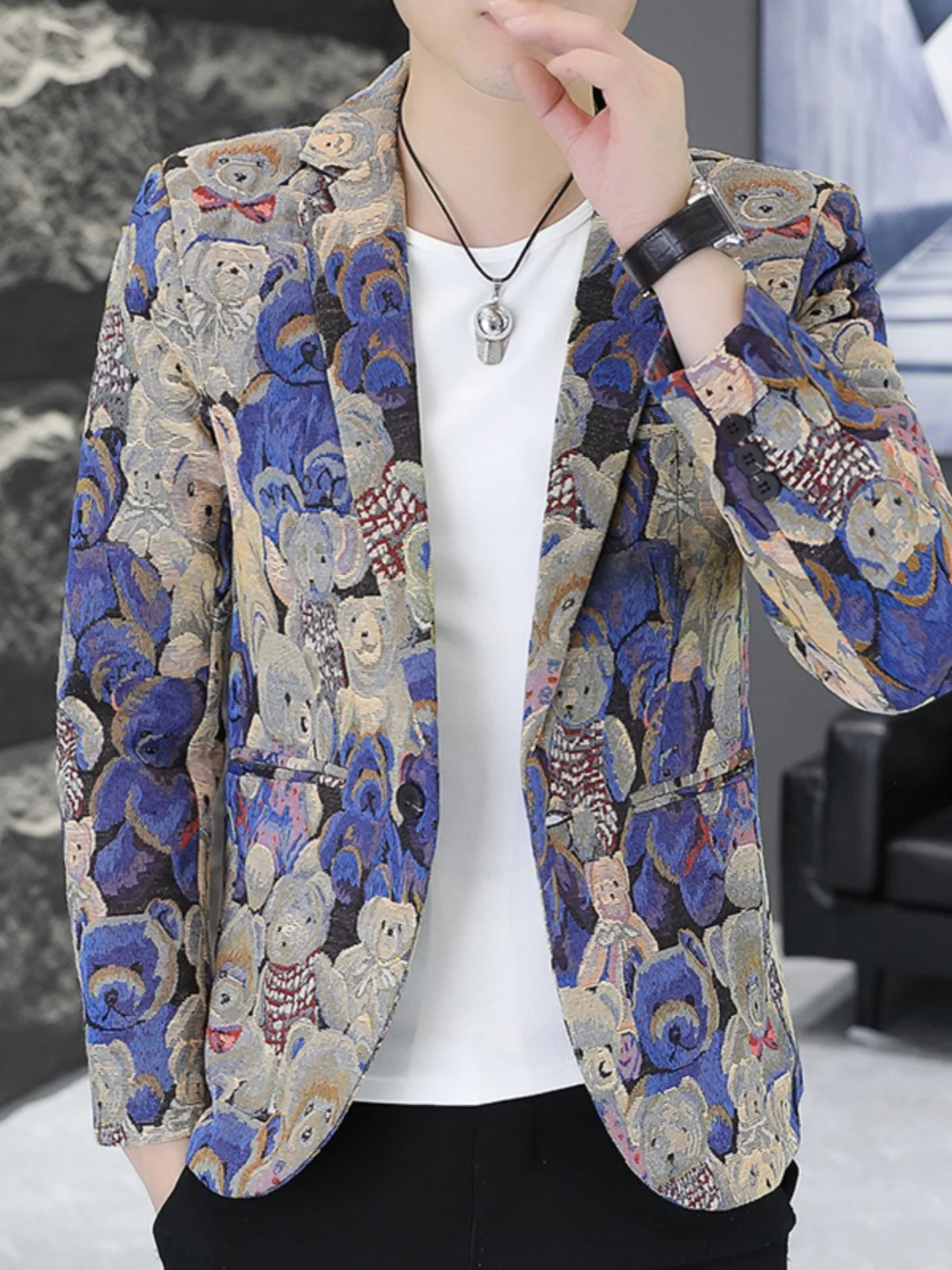 

Faionable Slim Fit Men's Casual Single-Breasted Suit Jaet Autumn Spring Busin Leisure Korean Sle Classy Feeling