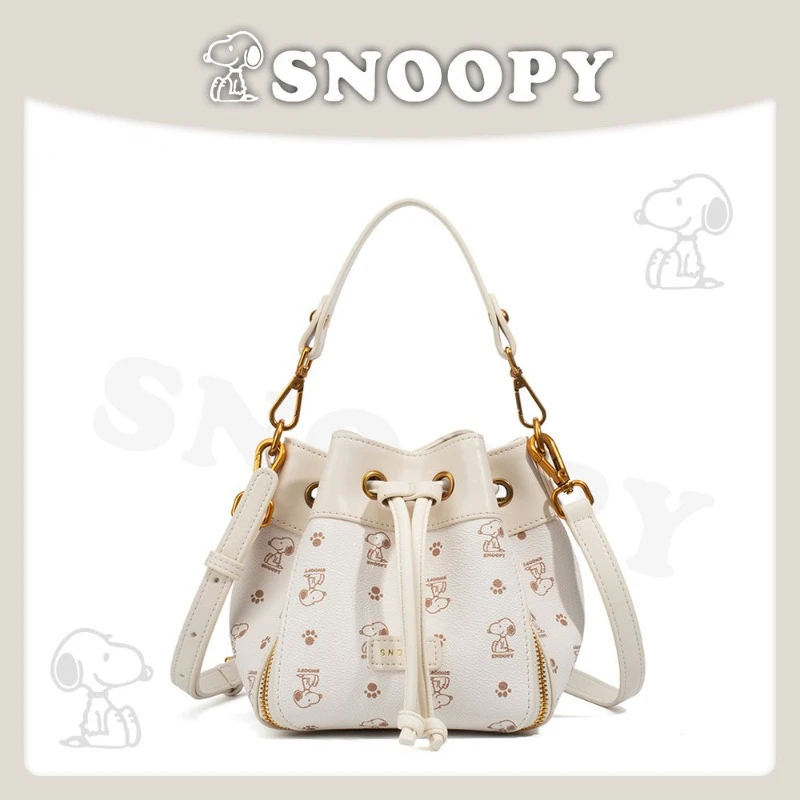 

Snoopy New Cartoon Drawstring Bucket Bag Sweet and Versatile Ladies Commuting Shoulder Crossbody Handbag Birthday Gift Wholesale