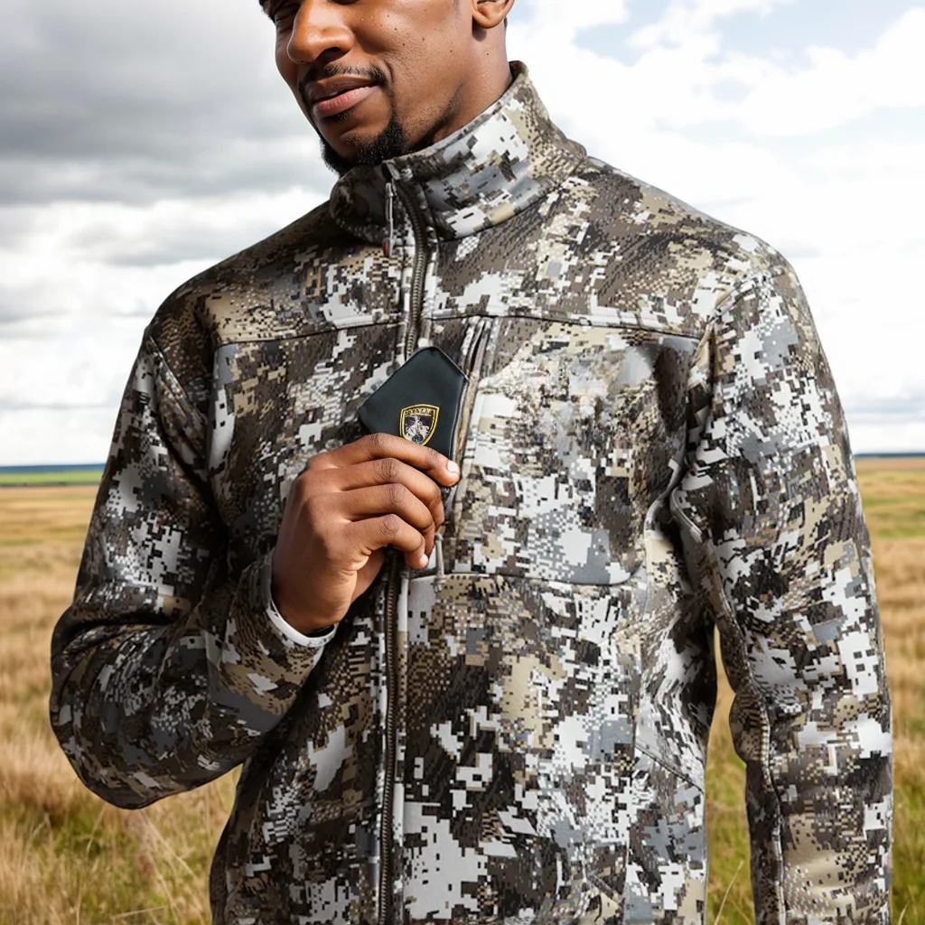 Herren Traverse Jacke 3-Lagen-Film Stehkragen Composite Polar Fleece Outdoor Tarnmuster Jagdbekleidung Angeljacke – Detail 10