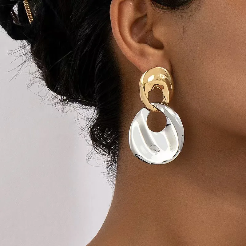 

RetroGeometric BossBabe Earrings Bronzed Statement MustHave Womens Unique Power JewelryDecoration