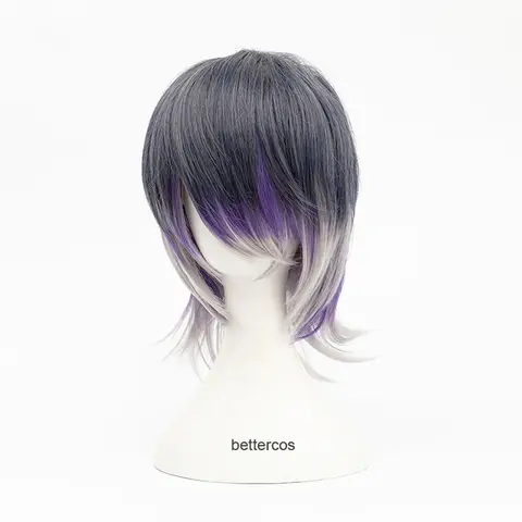 Candy 2025DIABOLIK LOVERS Sakamaki Reiji Short Purple Ombre Cosplay Heat Resistant Synthetic Hair Wigs + Free Wig Cap