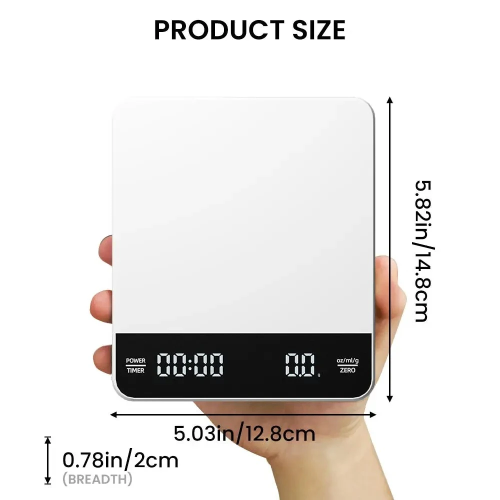0.1g High Precision Electronic Coffee Scale Espresso Measuring Digital Coffee Scale with Timer Espresso 3kg Max Weighing Balance