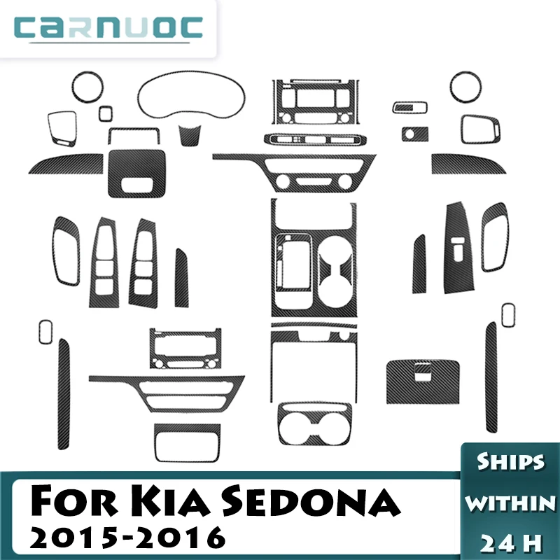 1 Set For Kia Sedona 2015-2016 Car Styling Accessories Carbon Fiber Interior Parts Black Decorative Stickers
