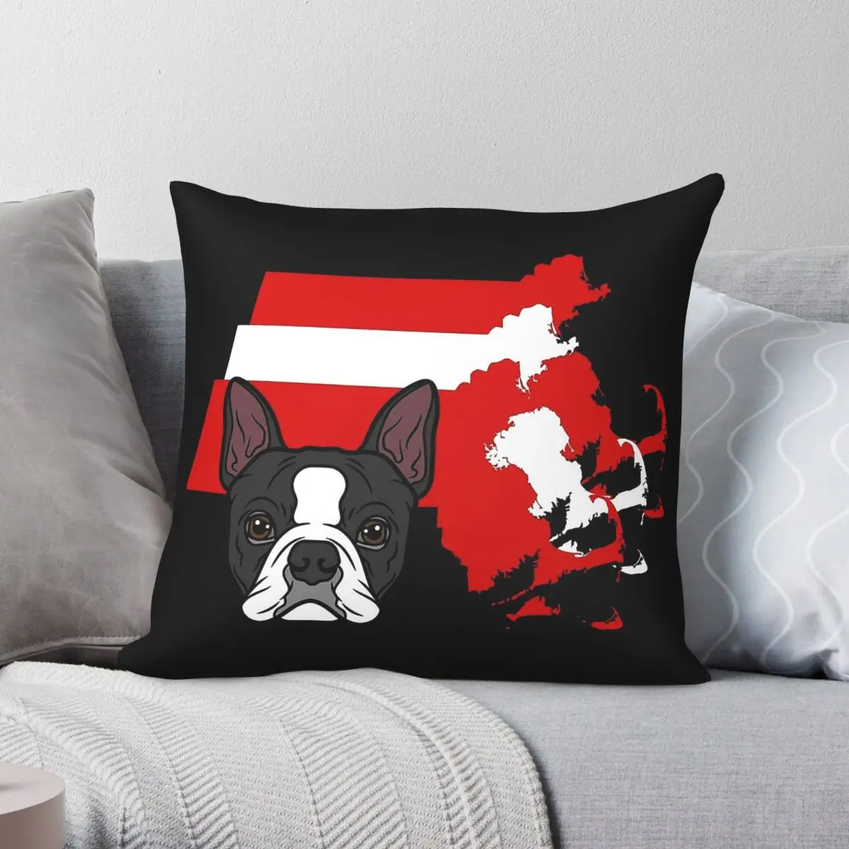 Massachusetts Border Terriers Square Pillowcase Polyester Linen Velvet Pattern Zip Decorative Pillow Case Bed Cushion Cover