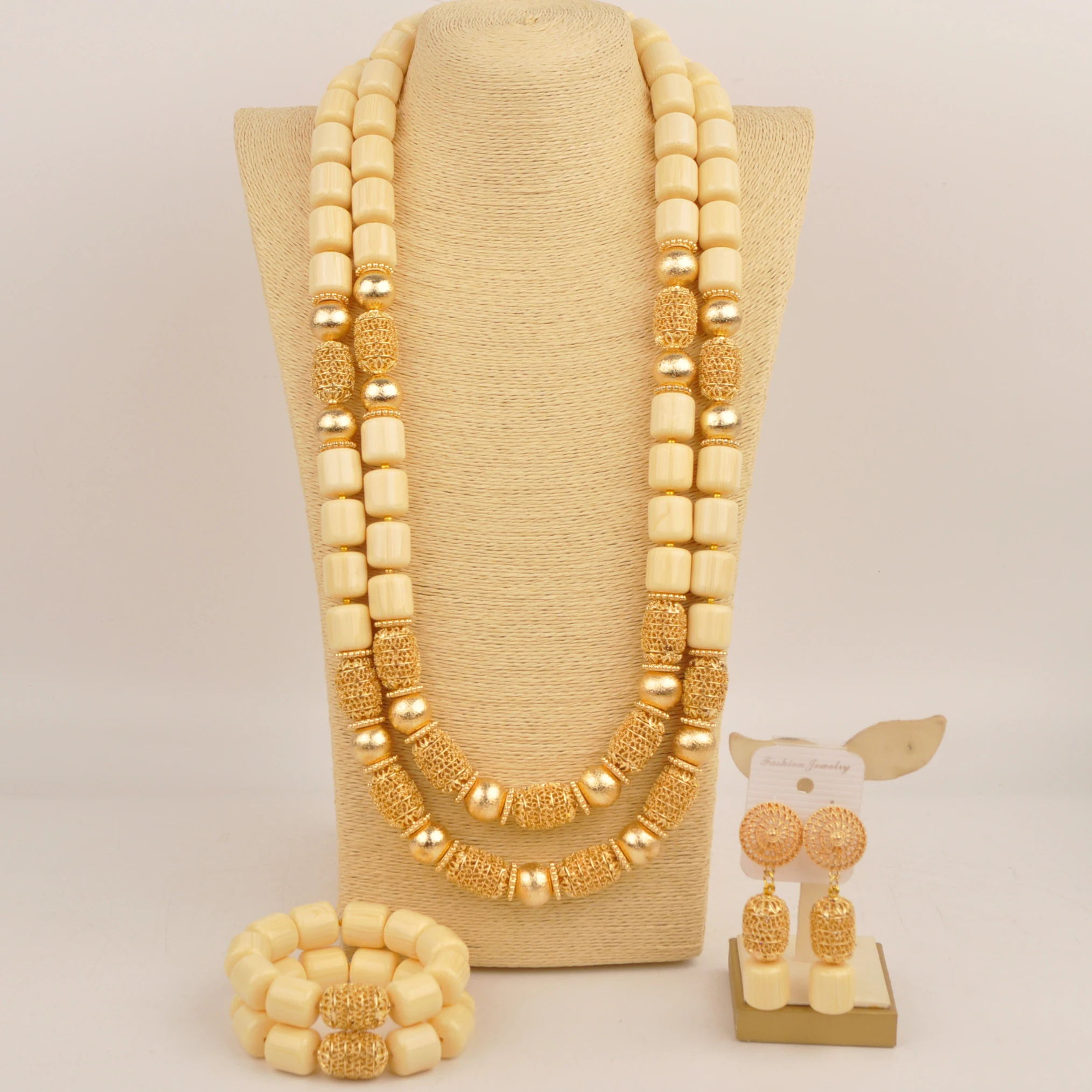 White Artificial Coral Bead Necklace African Wedding Jewelry Sets