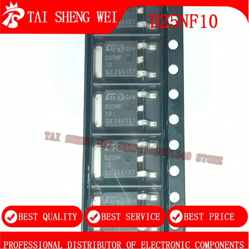 

10 шт. STD25NF10L TO252 D25NF D25NF10 STD25NF10LT4 STD25NF10LA STD25NF10T4 STD25NF10 TO-252 25A 100 В MOSFET Новый оригинальный