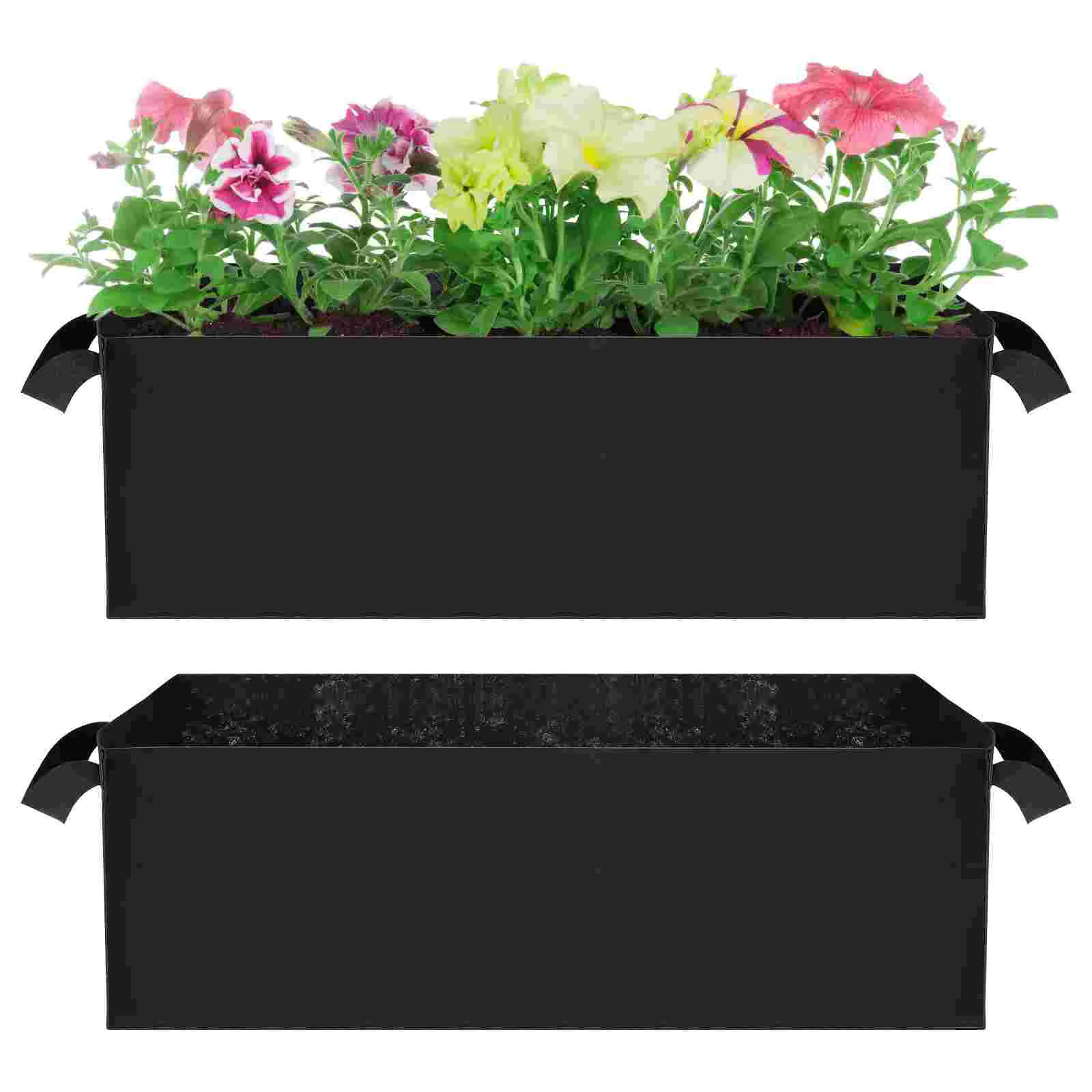 Yarnow 2Pcs Square Planting Bag Plant Flower Nursery Bag Vegetable Greenhouse Planter Garden Tool Size L (Black