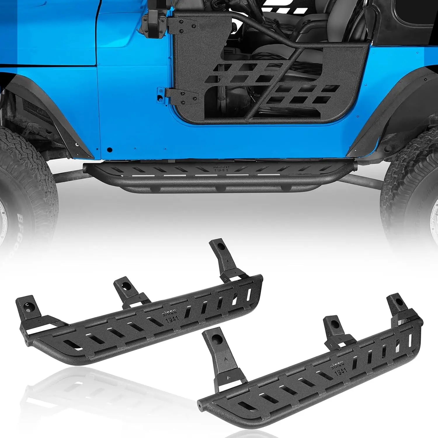 

Боковые ступеньки TJ, совместимые с Jeep Wrangler TJ 1997-2006 гг. (кромените неограниченное количество), трубчатые подножки для бездорожья, коромысло