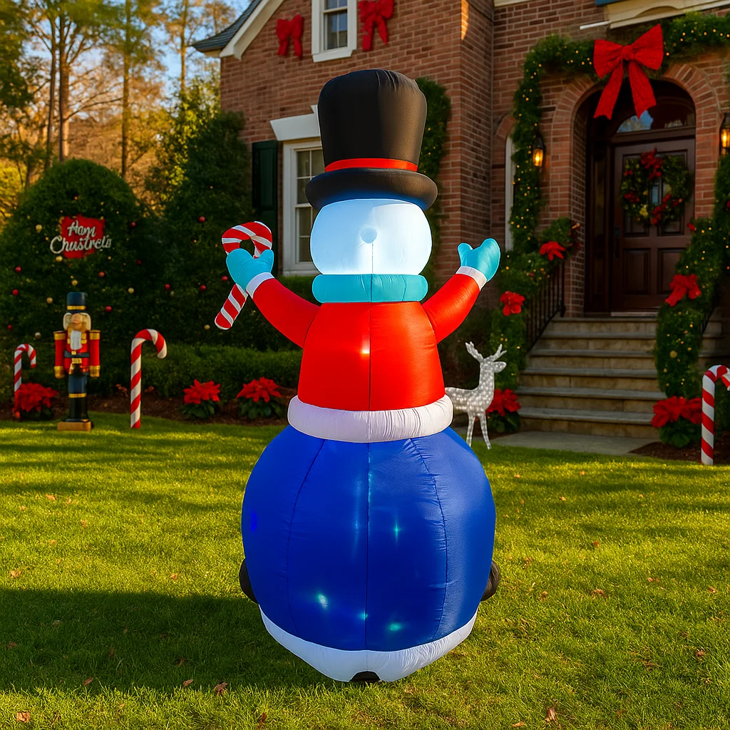 2.4 متر/7.8FT نفخ ثلج مع البطريق وأضواء شجرة عيد الميلاد LED المنزل عطلة الإضاءة ديكور ساحة عيد الميلاد لوازم الديكور