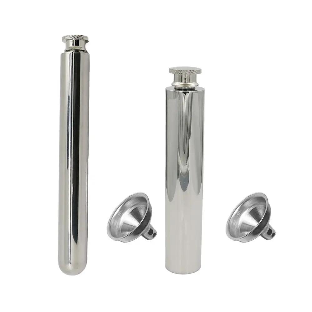 Portable Stainless Steel Tubular Wine Pot Metal Reusable Hip Flasks 55ml 60ml Wine Whisky Bottle Outdoor