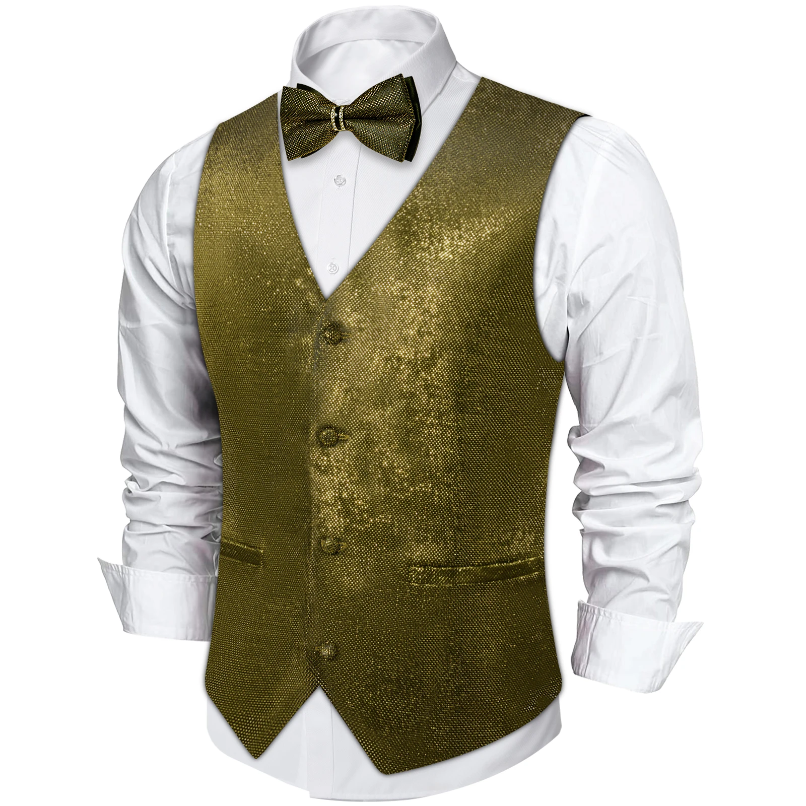 Fashion Sequin Men\'s Vest Solid Blue Green Yellow Red Shiny Tuxedo Waistcoat for Wedding Prom Glitter Sleeveless Jacket