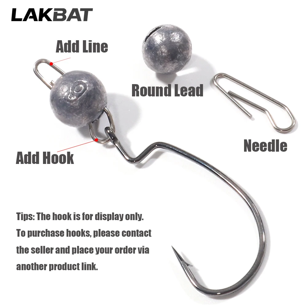 LAKBAT Fishing Weight Sinker Jig Head 2g 4g 6g 8g 10g 14g 16g 18g Round Ball Swivel Hook Deep Water Rock Fishing Lure Tackle