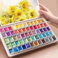 24/36/48/60Pcs/Set Shifting Watercolor Paint Kit Metallic Forestry Painting Palette Glitter Solid Paint Box DIY Art Supplies