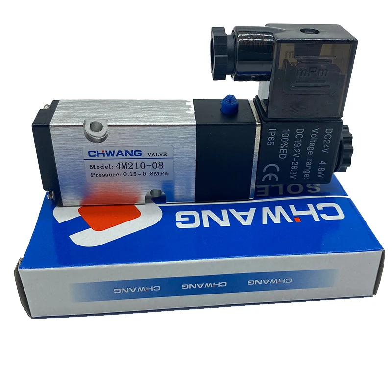 Pneumatic Solenoid Valve Two-position Five-way Directional Valve 4M210-08 4M310-10 4M410-15 DC24V AC220V Din Socket Type