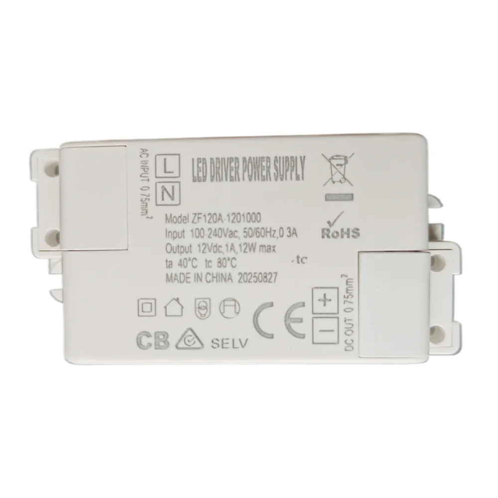 

2шт ZF120A- 12001000 100-240 В, 1 А, 12 Вт, трансформаторы освещения постоянного напряжения, адаптер переменного/постоянного тока, светодиодный драйвер, источник питания для ламп