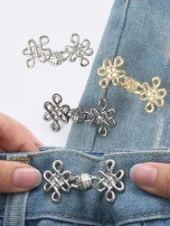 Beautiful Chinese Knot Tightener Waist Buckle for Jeans, No Sewing Required Butterfly Button Adjuster for Pants and Skirts Waist