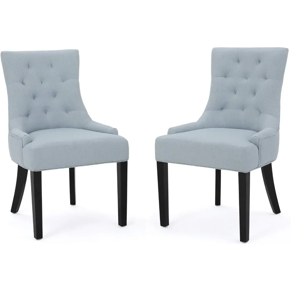 Hayden Fabric Dining Chairs, 2-Pcs Set, Wood, Light Sky