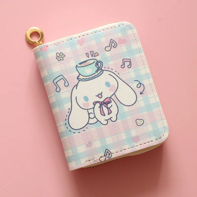 Kawaii Sanrio Coin Purse Hello Kitty My Melody Kuromi Cinnnamoroll Cute Coin Wallet Keychain Zipper Bags Card Holder Student Bag