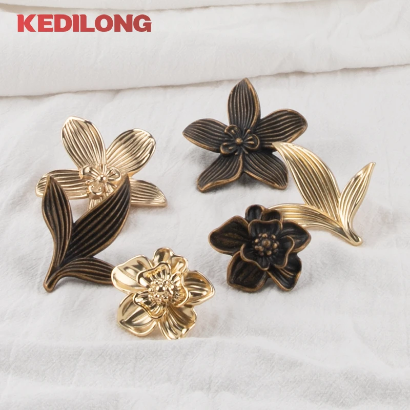 KEDLO moderner minimalistischer blumenförmiger Zinklegierungsgriff für Küchenschränke, goldener Knopf, Schubladengriff in antikem Messing. – Detail 13