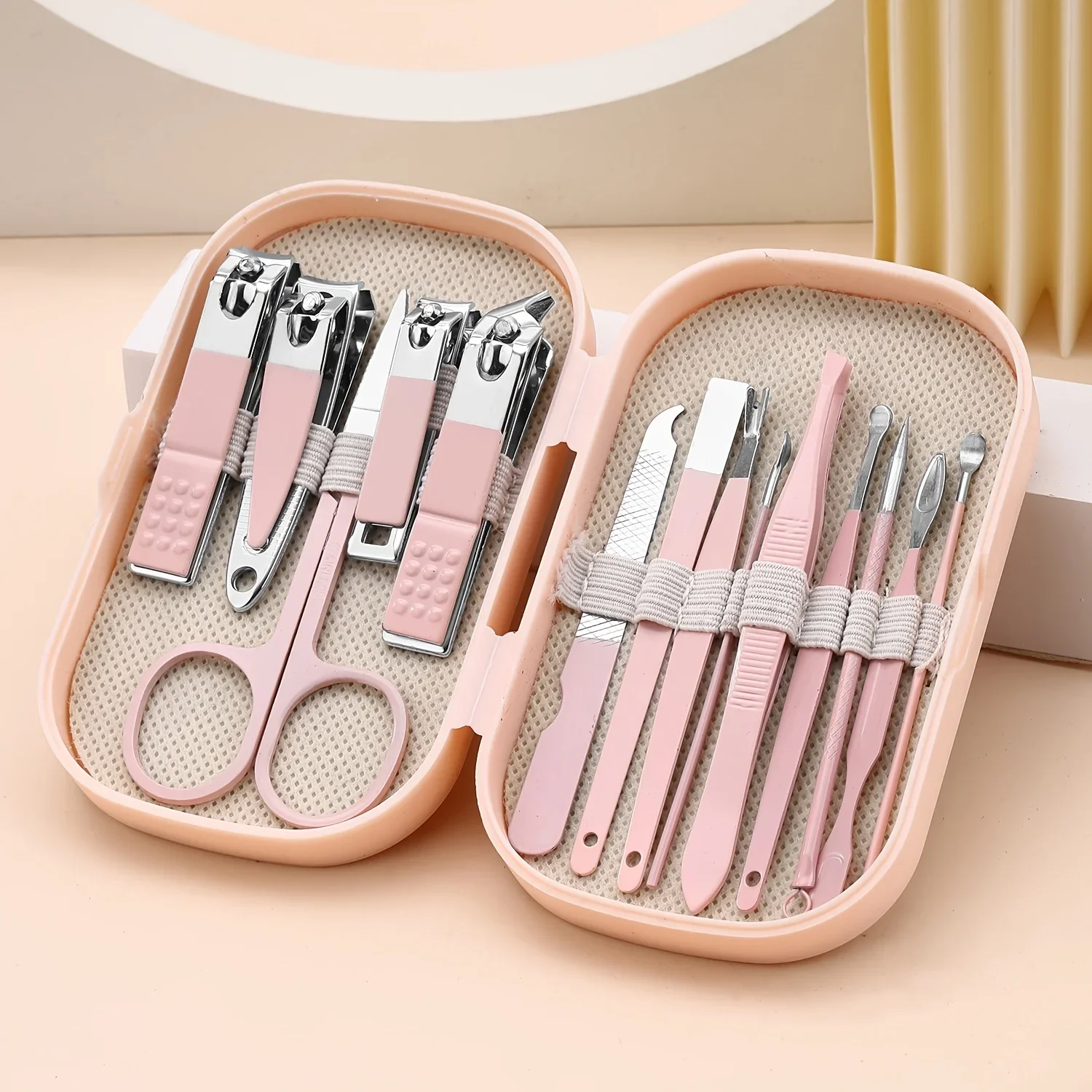 Ensemble de coupe-ongles portables avec cure-oreille, outils de manucure durables pour dortoir, ciseaux à sourcils et accessoires pour Nail Art, 14 pièces