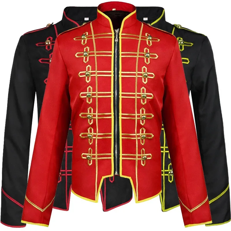 Performance Costume Medieval Retro New Steampunk Drummer Punk Gothic Jacket for Men