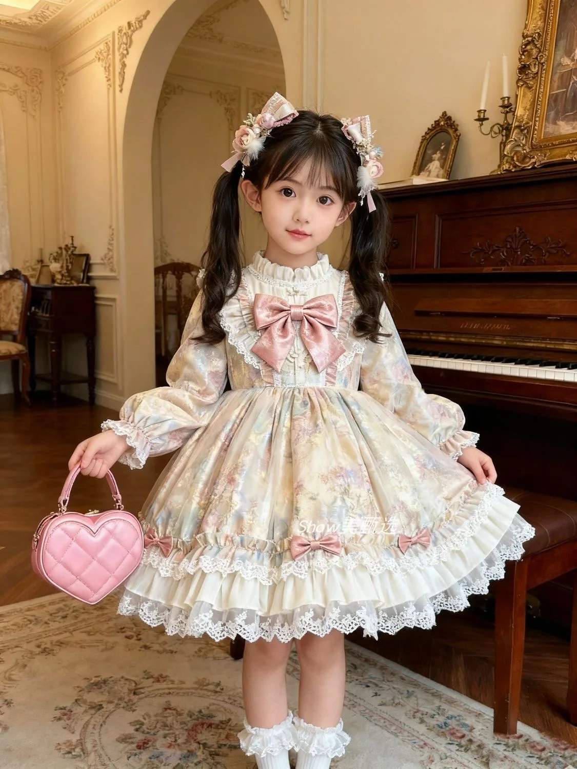 2025 Kids Spanish Dress Girls Blue Lace Bow Lolita Dress for Baby Luxury Birthday Party Embroidery Boutique Baptism Clothes 3-10