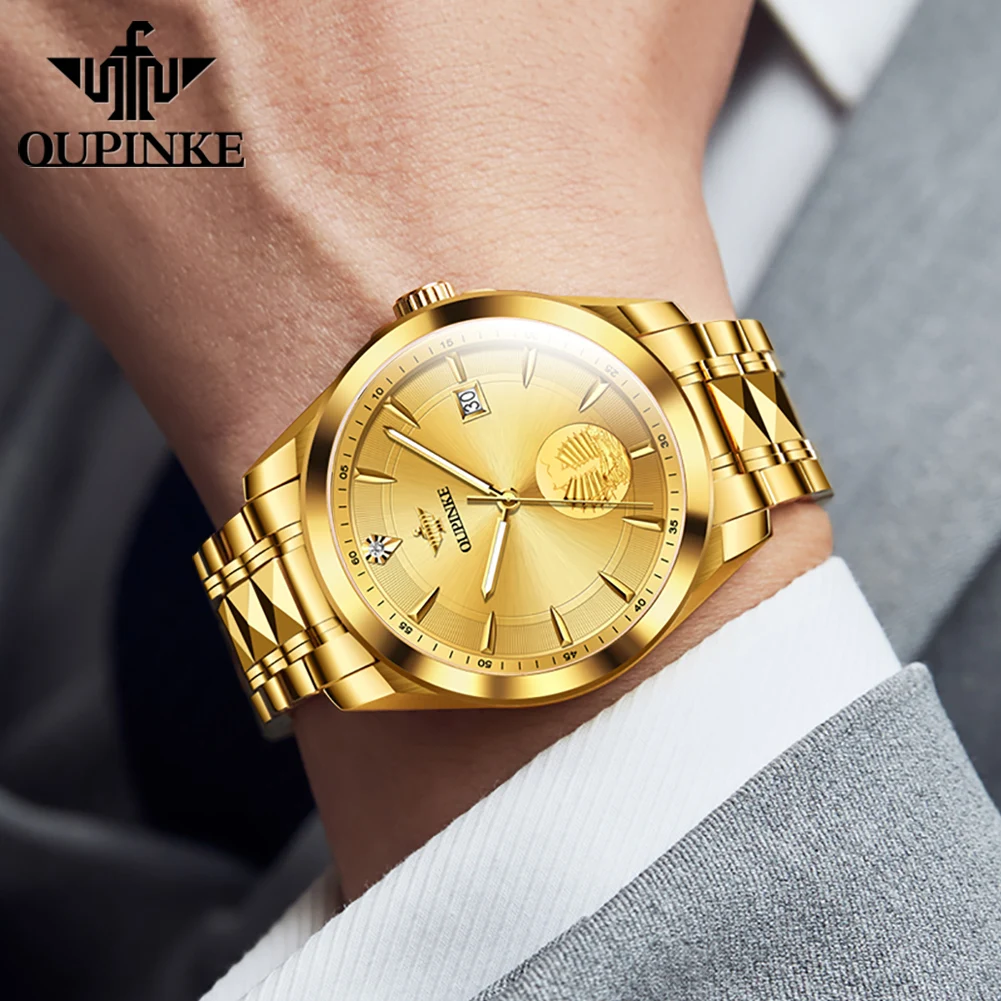 OUPINKE 3226 Real Diamond Luxury Mechanical Watch For Men Business Automatic Hand Clock Date Waterproof Stainless Steel Watches