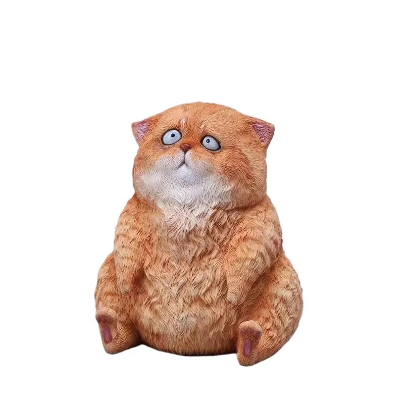 Stunned cat, simulated animal model cat ornament, send girl doll office desktop ornament