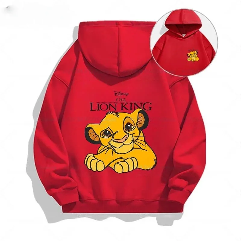 الخريف الأسد الملك متعة الكرتون طباعة الاطفال هوديي طويلة الأكمام الصوف الأطفال الرياضة الدافئة بنين بنات نمط غير رسمي مقنعين البلوز #4