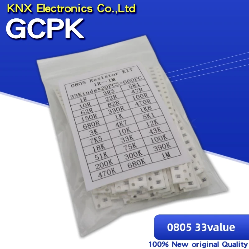 0603 0805 1206 SMD Resistor Kit Assorted Kit 1ohm-1M ohm 1% 33valuesX 20pcs=660pcs Sample Kit