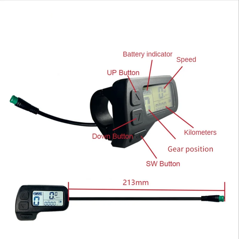 Elektrische fietsdisplay KT-LCD11 5-pins display met waterdichte stekker Aandrijfmotor Conversie Ebike-accessoires