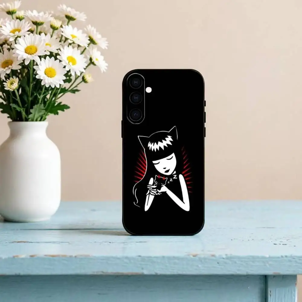 E-Emily The Strange Phone Case For Samsung Galaxy A73,A72,A71,A70,A53,A52,A51,Soft Silicone Black Cover