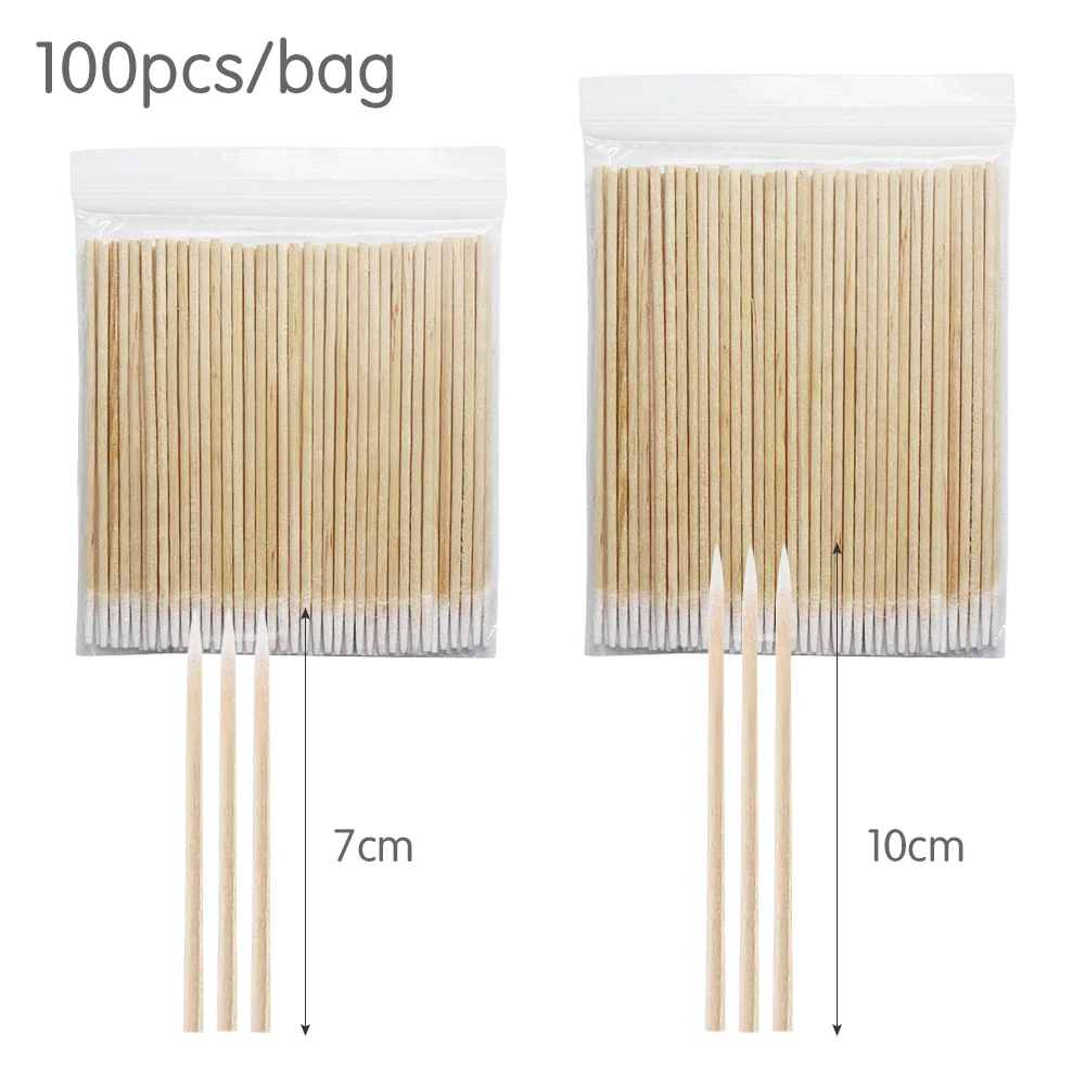 500/1000pcs Nails Wood Cotton Swab Cleaning Microbrush Eyelash Sticks Buds Tip Ear Toothpick Makeup Eyebrow Sticks Glue Removing