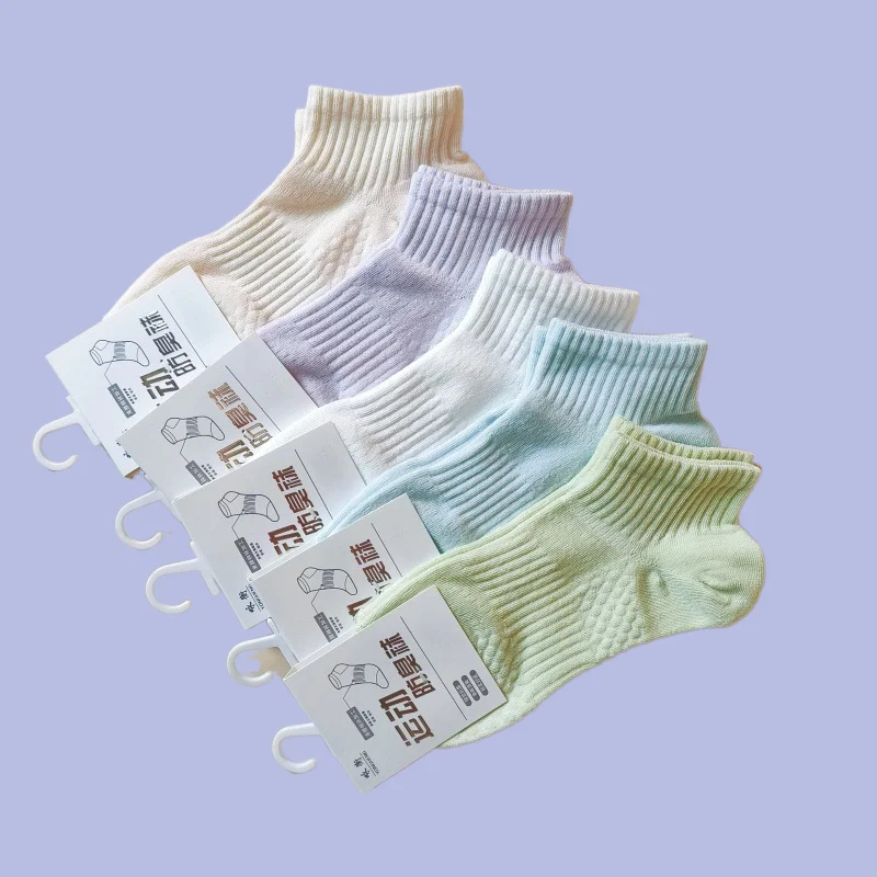 5/10 Pairs Sweat-absorbent Breathable Shallow Socks Spring and Summer 2024 Solid Color Cotton Socks Running Socks Sports Socks