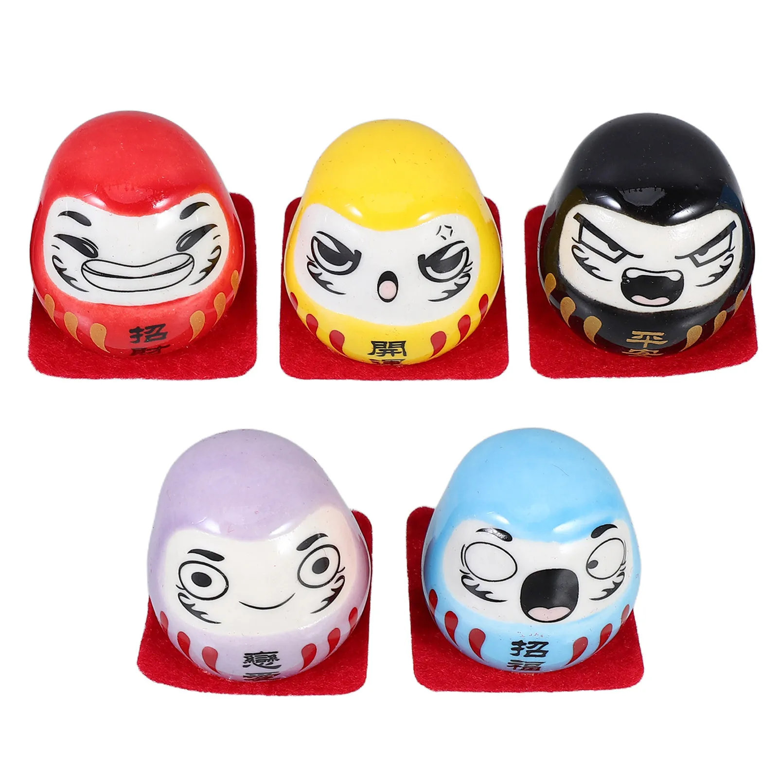 

5Pcs Japanese Traditional Ceramic Cat Statues Zen Decor Miniature Fortune for Wealth Luck Tabletop Car Interior