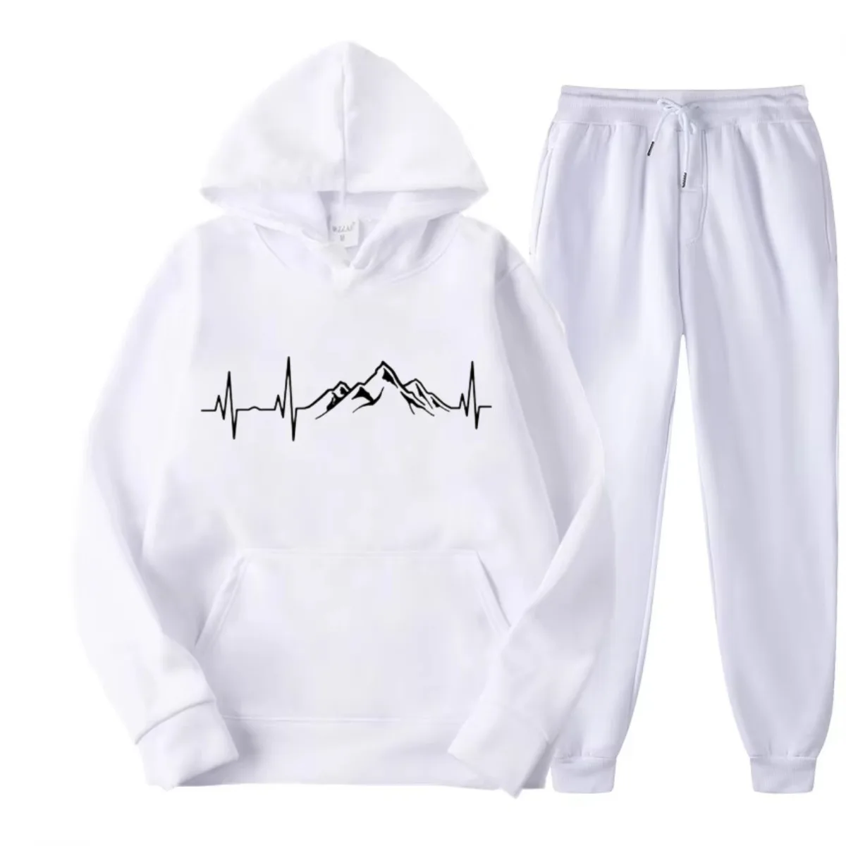 

Men's 2025 New Hot Fashion Hoodie Set Compass Adventure Retro Creative Print Men's and Women's Heart-shaped Mountain Fashion Set