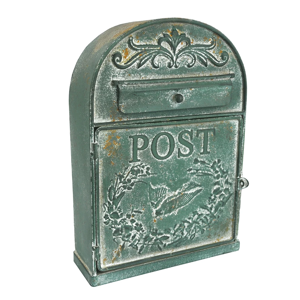 Rustic Wall Mounted Mailbox Green Outdoor Garden Decoration