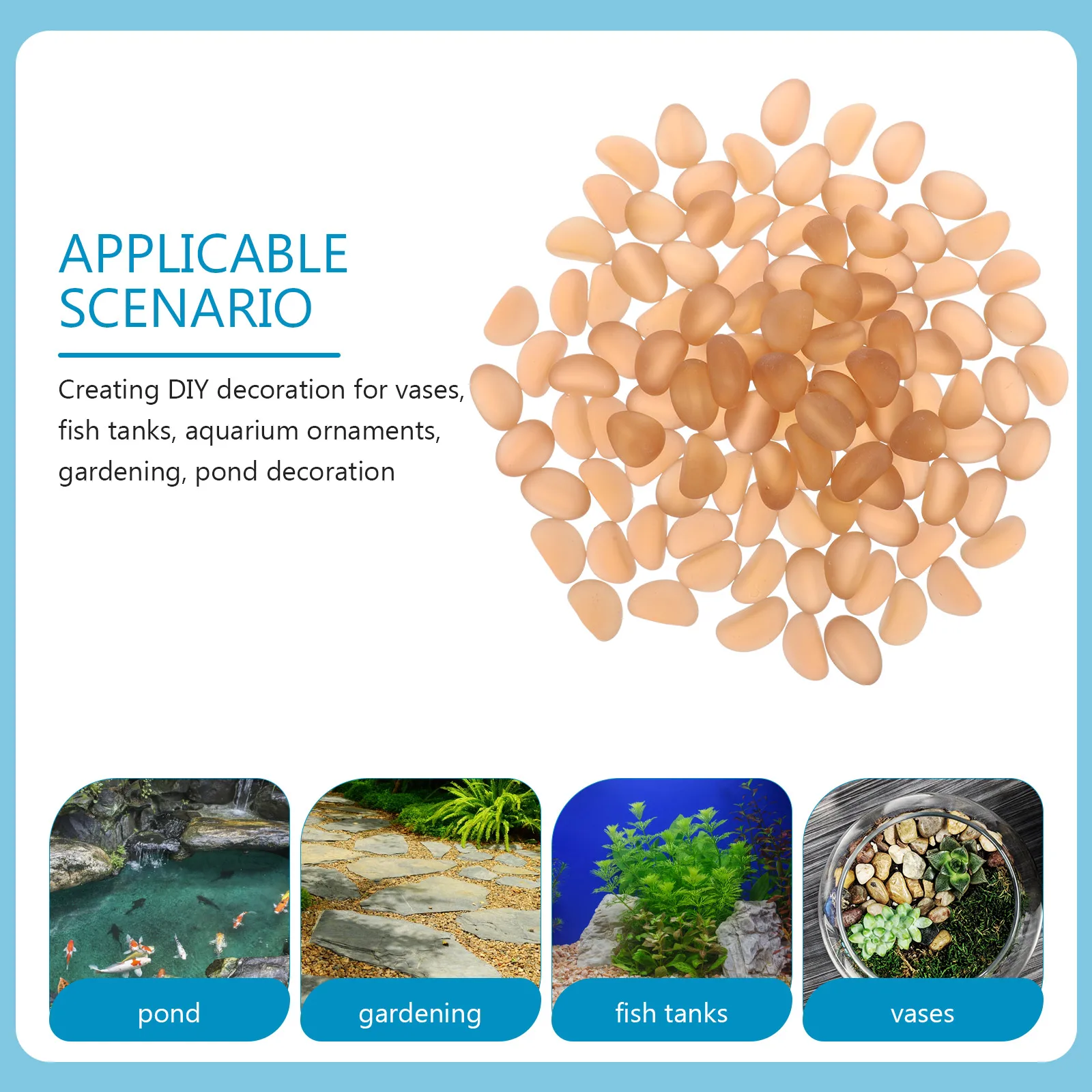 

Frosted Fish Tank Landscape Decorative Glass Rocks For Aquarium Decoration Potted Plant Ornament Stone Decors