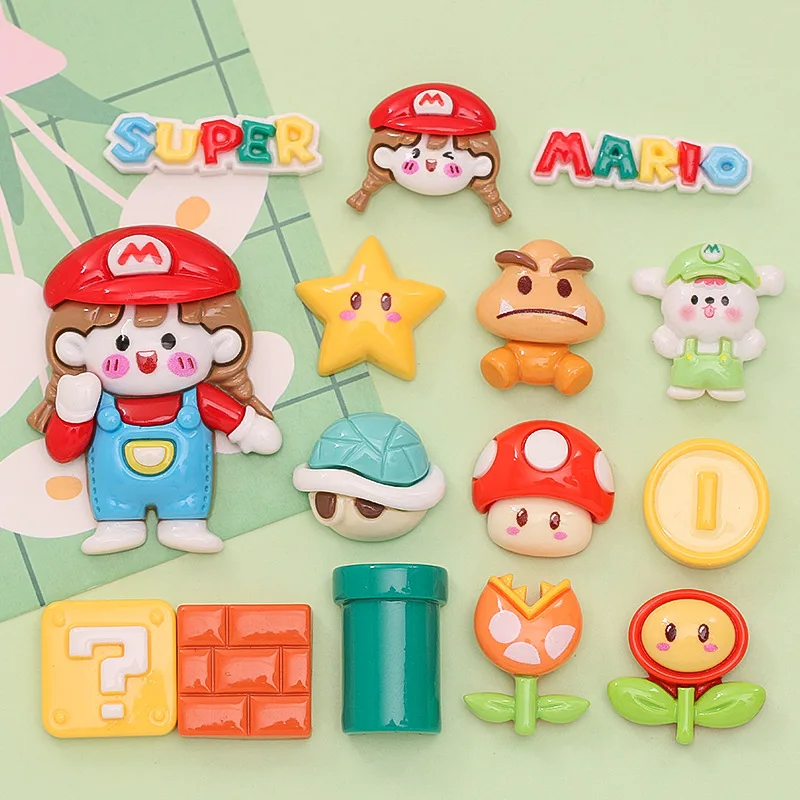 Hot Super Mario Cross Dressing DIY Jewelry Cream Gel Phone Case Headwear Classic Cartoon Game Resin Accessories Wholesale