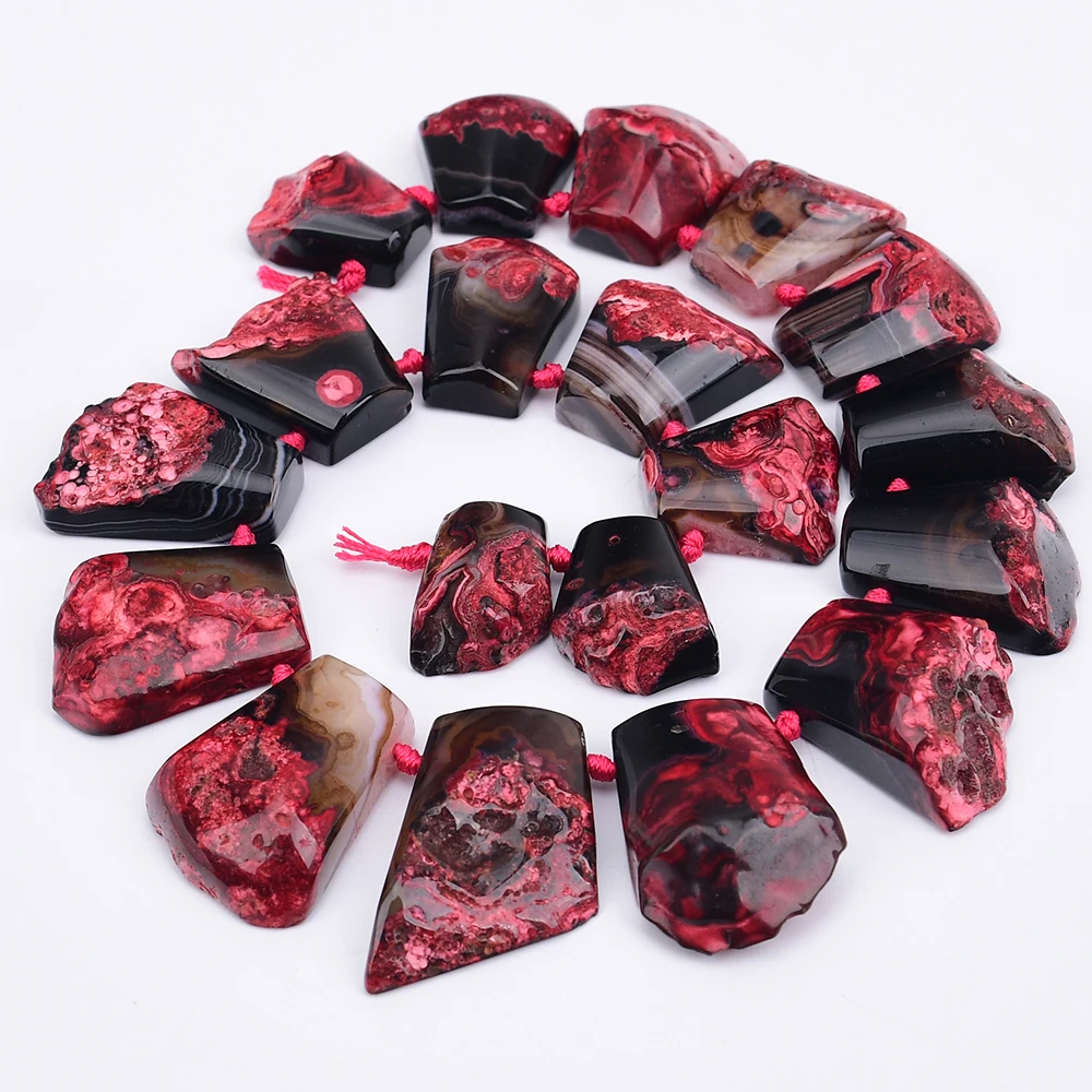APDGG Large Size Graduated Sector Red Agates Quartz Rough Chunky Loose Pendant Beads 16'' Strand Jewelry DIY