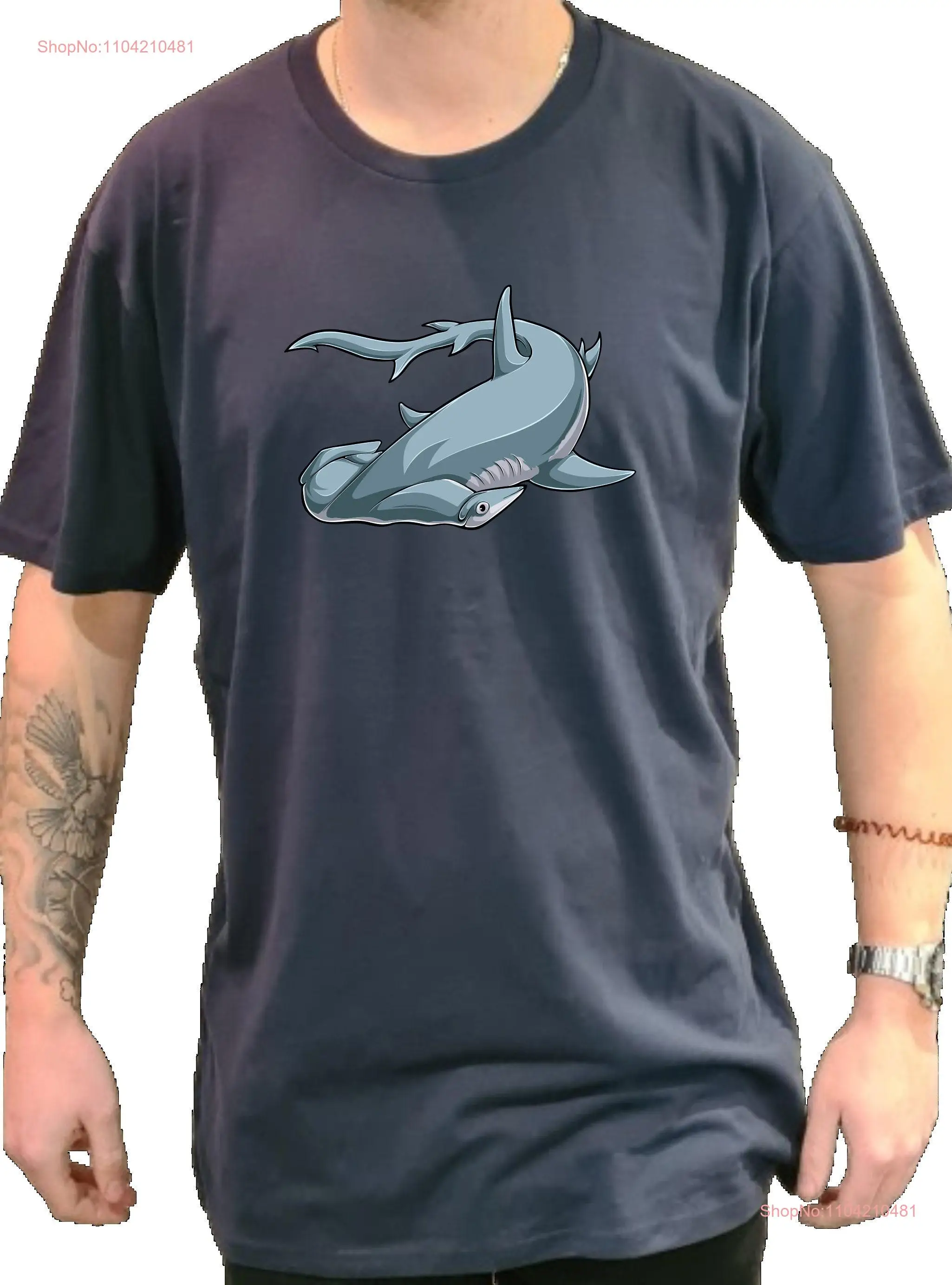 Hammerhead T Shirt Joke Birthday Funny Shark long or short sleeves