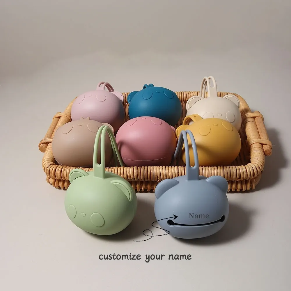 Custom Baby Pacifier Storage Bag Food Grade Silicone Panda Shaped Cute Pacifier Bag