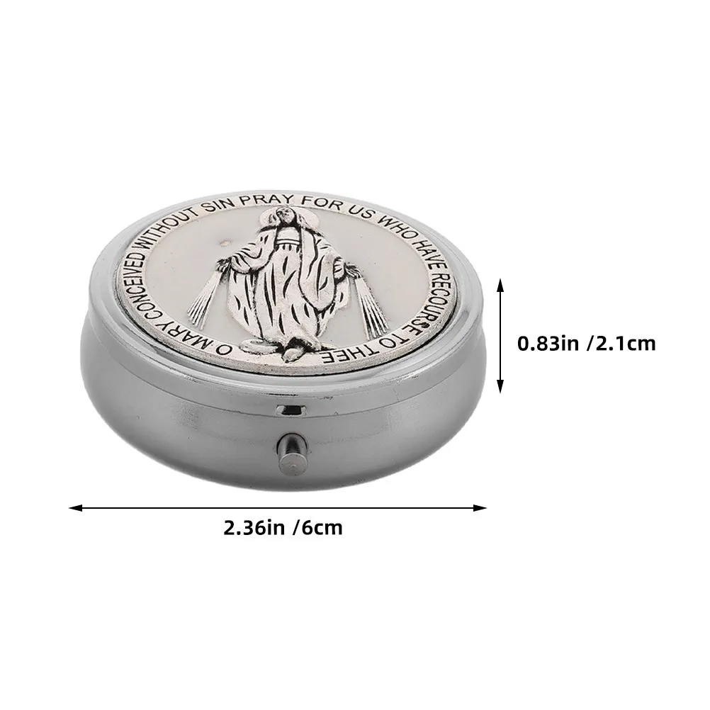 2Pcs Metal Rosary Box Organizer For Prayer Beads Storage Religious Vintage Round Alloy Jewelry Chest First