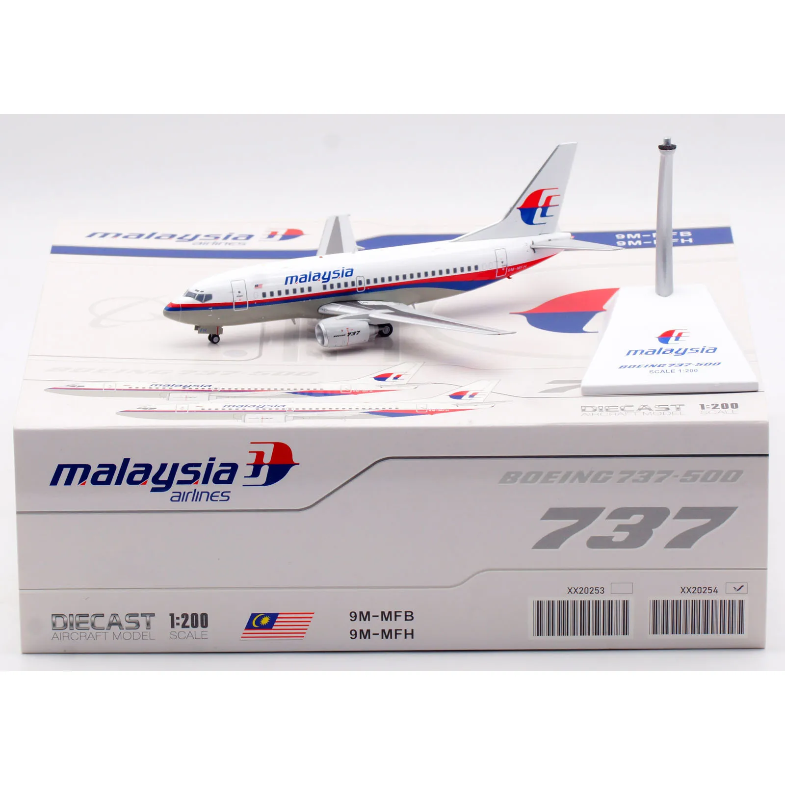 

XX20254 Alloy Collectible Plane Gift JC Wings 1:200 Malaysia Airlines Boeing B737-500 Diecast Aircraft Jet Model 9M-MFH