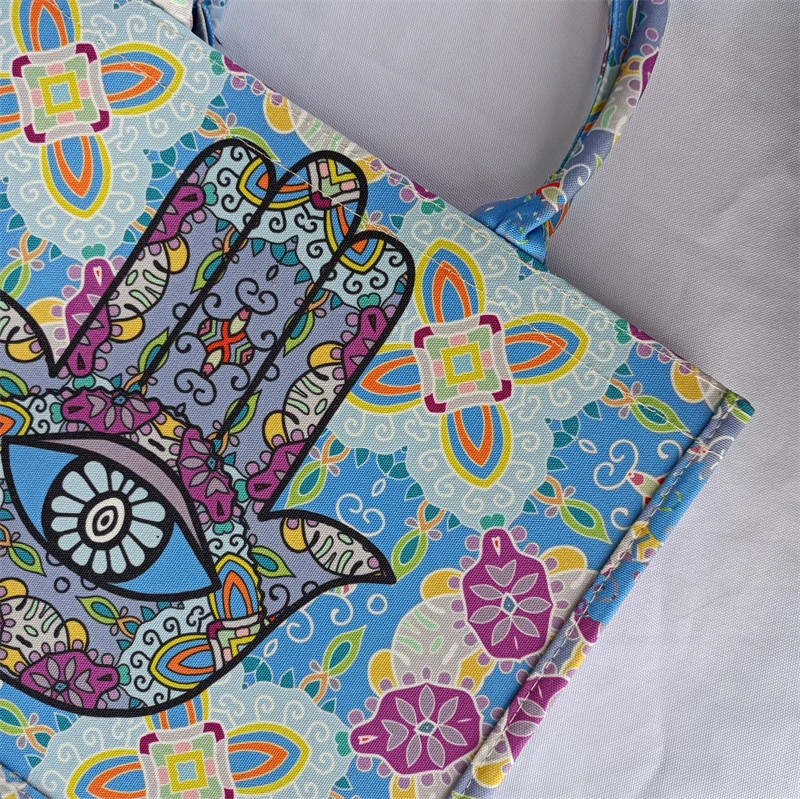 Designer Tote Bag with Lucky Palm Totem Pattern for Women - Large Capacity Canvas Handbag as Festival Gift