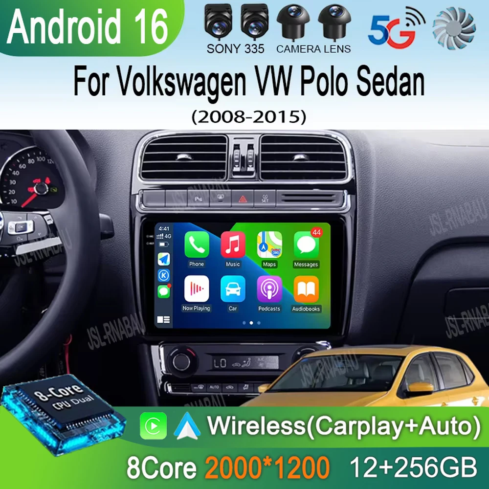 

Car Radio 2Din Android 16 Stereo For Volkswagen VW Polo Sedan 2008 -2015 GPS Navigation Multimedia Mirror L-ink BT WIFI QLED DSP