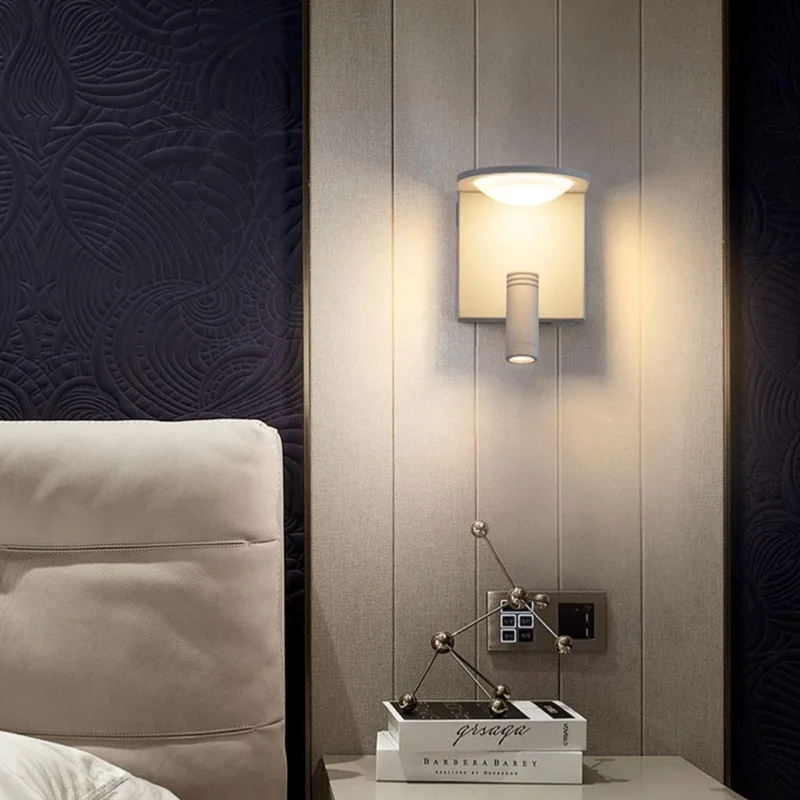 Modern Black and White Creative Wall Lamps LED Rotatable Spotlight Living Room Bedroom Bedside Study
